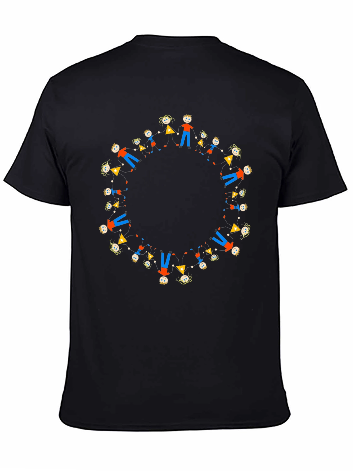Black Tee with Circle of People Graphic