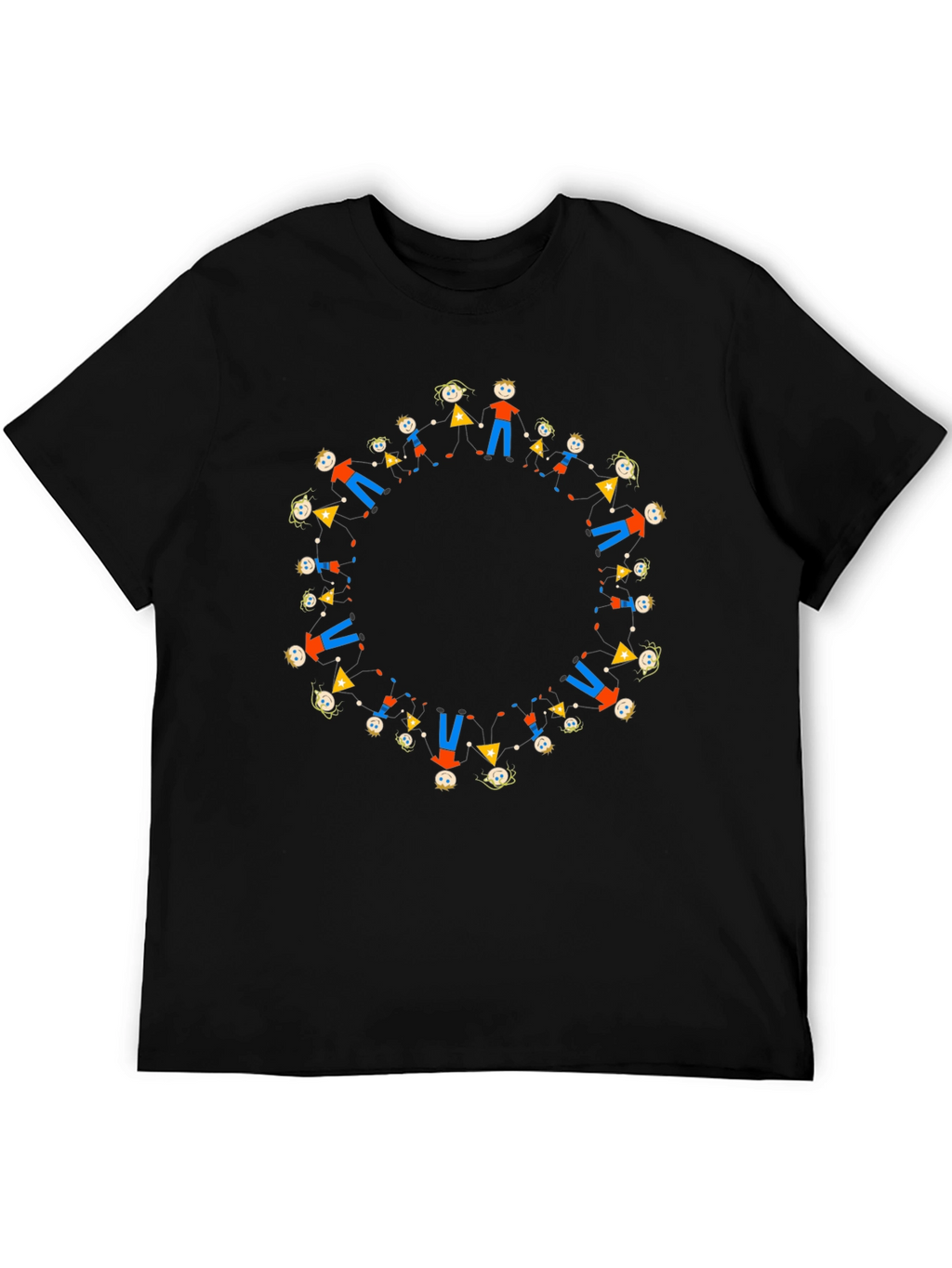Black Tee with Circle of People Graphic
