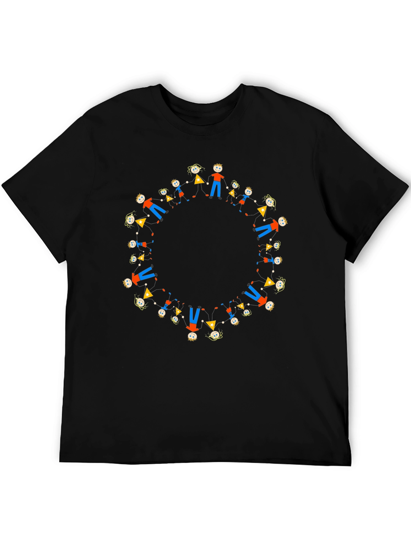 Black Tee with Circle of People Graphic