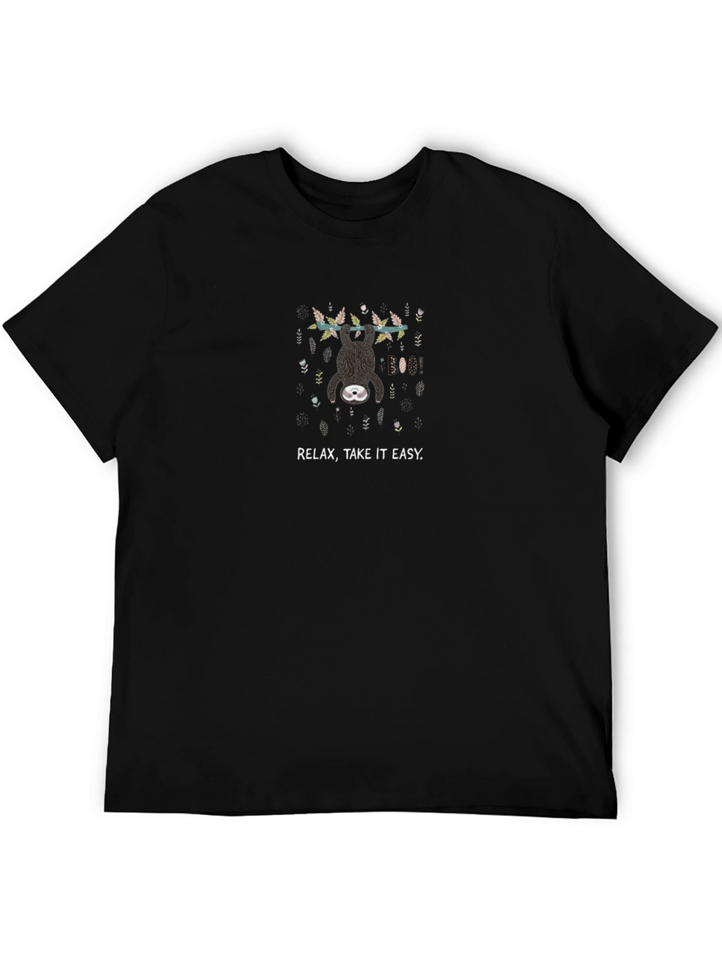 Relax Sloth Graphic Tee - Comfy Black Cotton T-Shirt