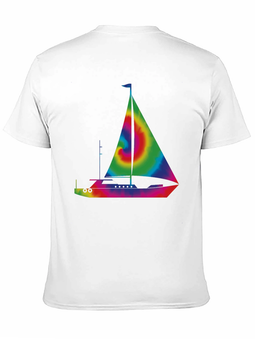 Tie-Dye Sailboat Graphic T-Shirt - Black