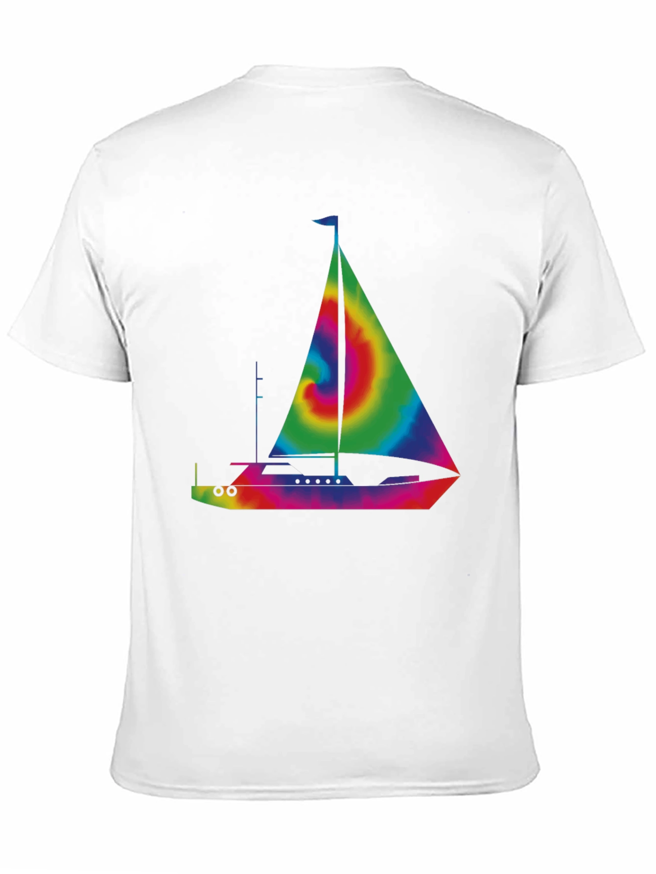 Tie-Dye Sailboat Graphic T-Shirt - Black