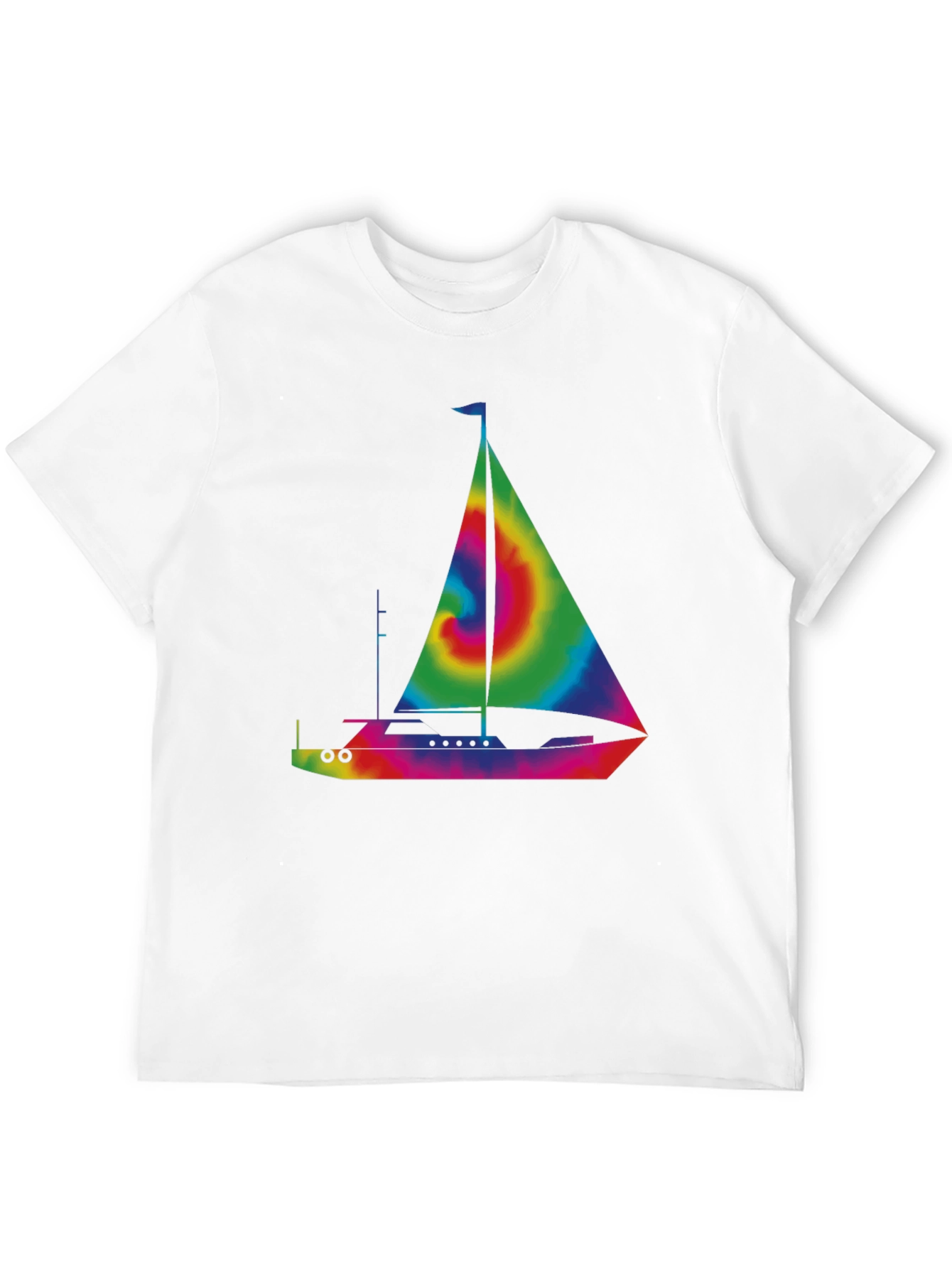 Tie-Dye Sailboat Graphic T-Shirt - Black