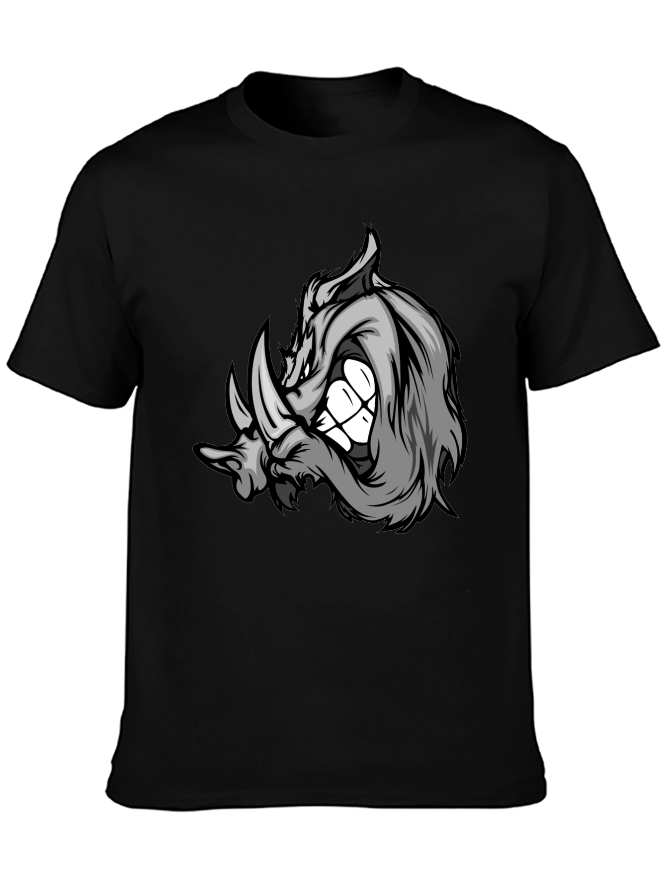 Rhinoceros Graphic Tee - Black Cotton Blend