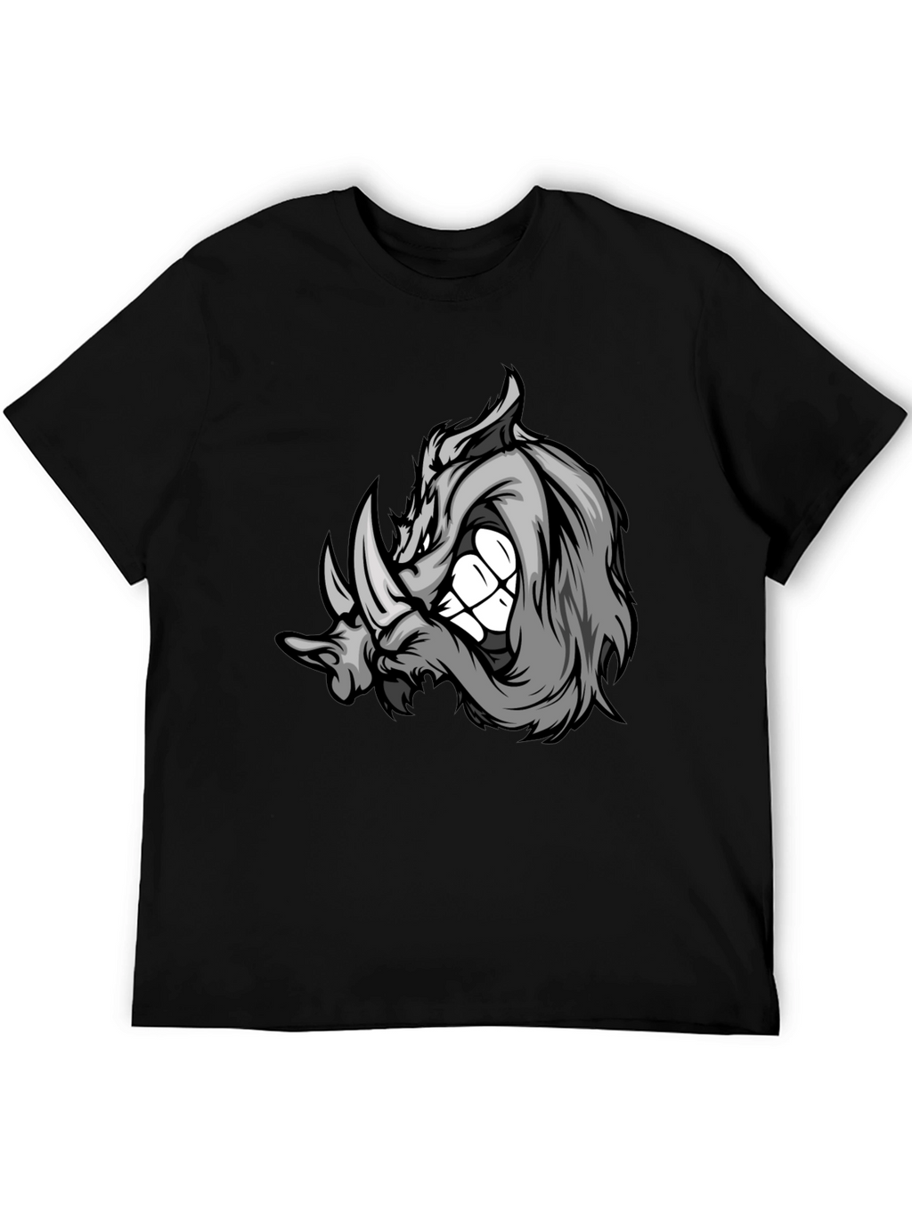 Rhinoceros Graphic Tee - Black Cotton Blend