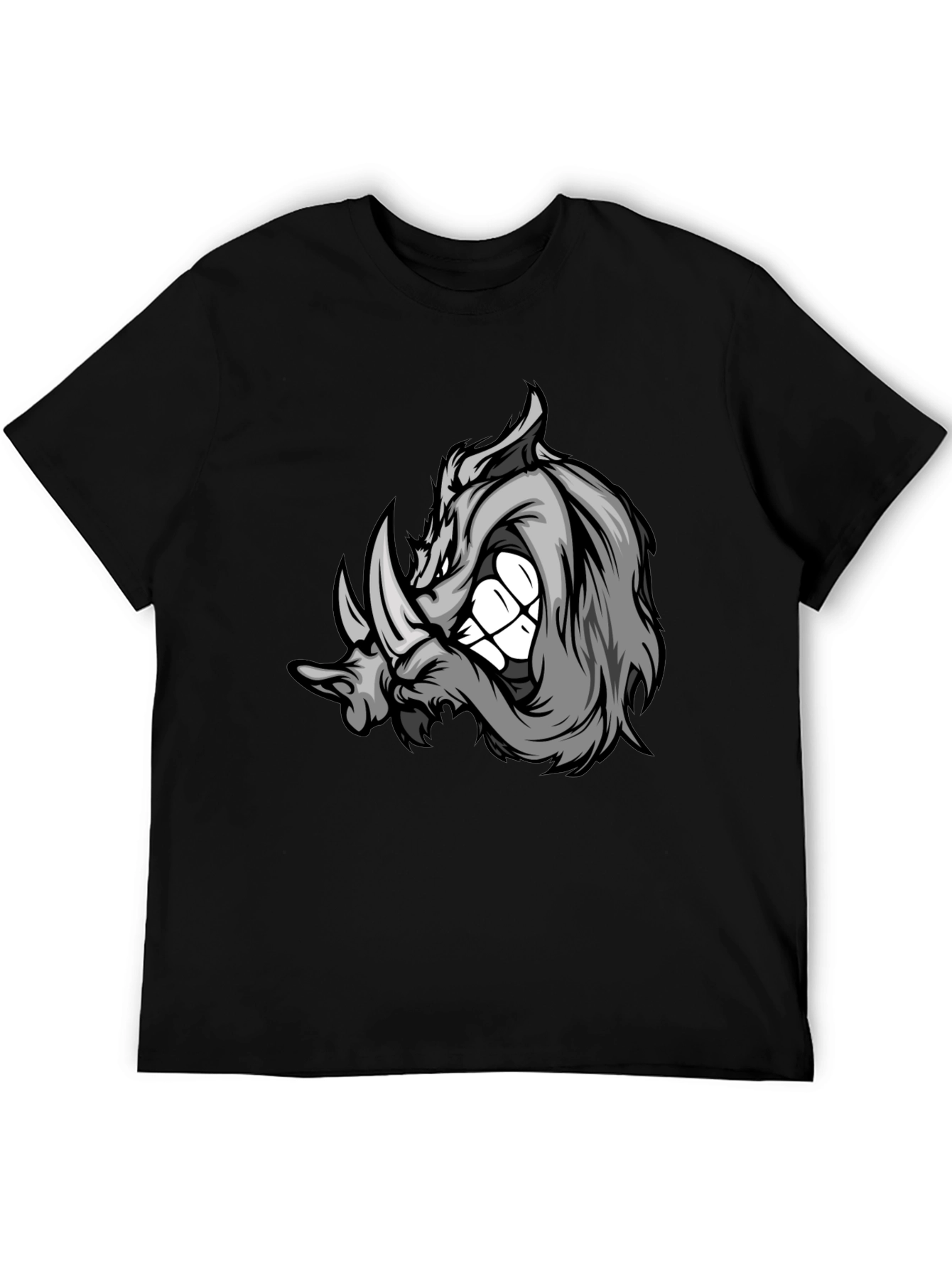 Rhinoceros Graphic Tee - Black Cotton Blend