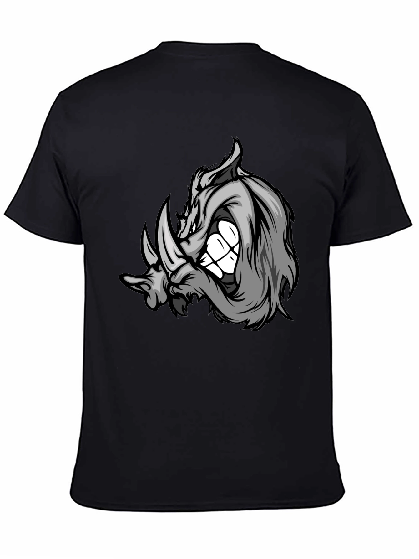 Rhinoceros Graphic Tee - Black Cotton Blend