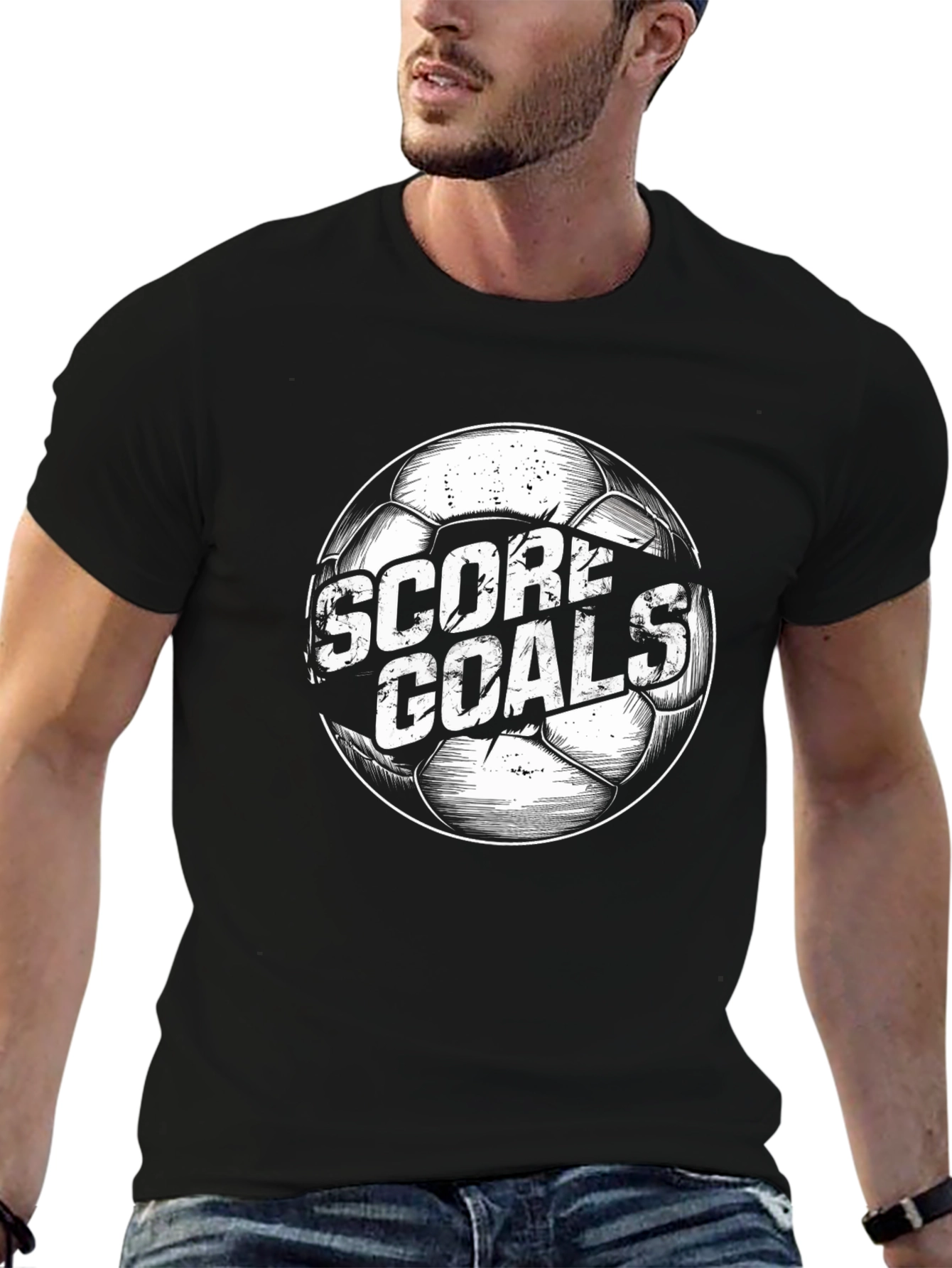 Score Goals Soccer Ball Graphic T-Shirt