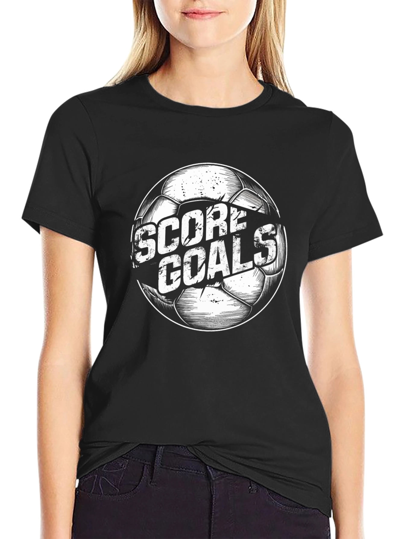 Score Goals Soccer Ball Graphic T-Shirt