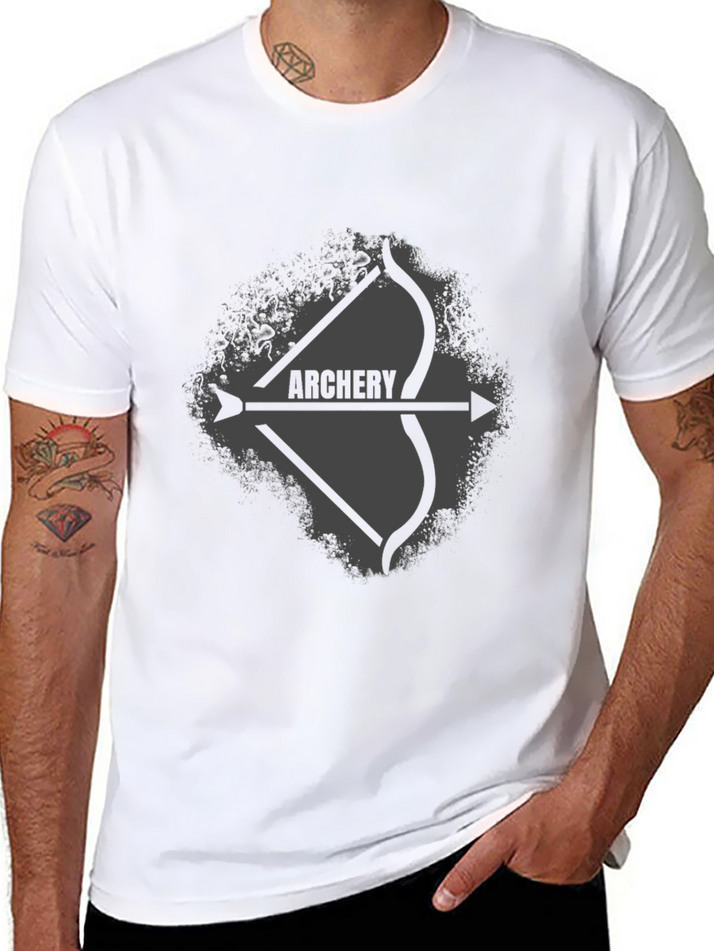 Archery Bow and Arrow Graphic Tee - Black
