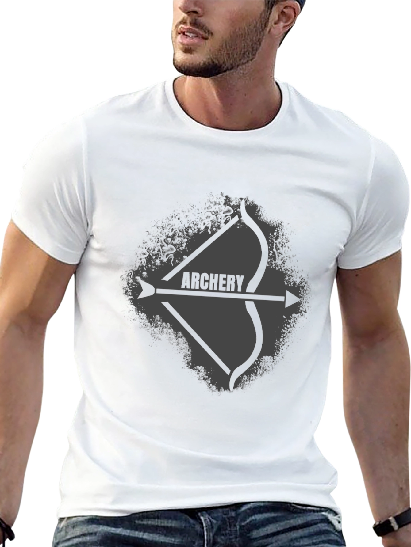 Archery Bow and Arrow Graphic Tee - Black
