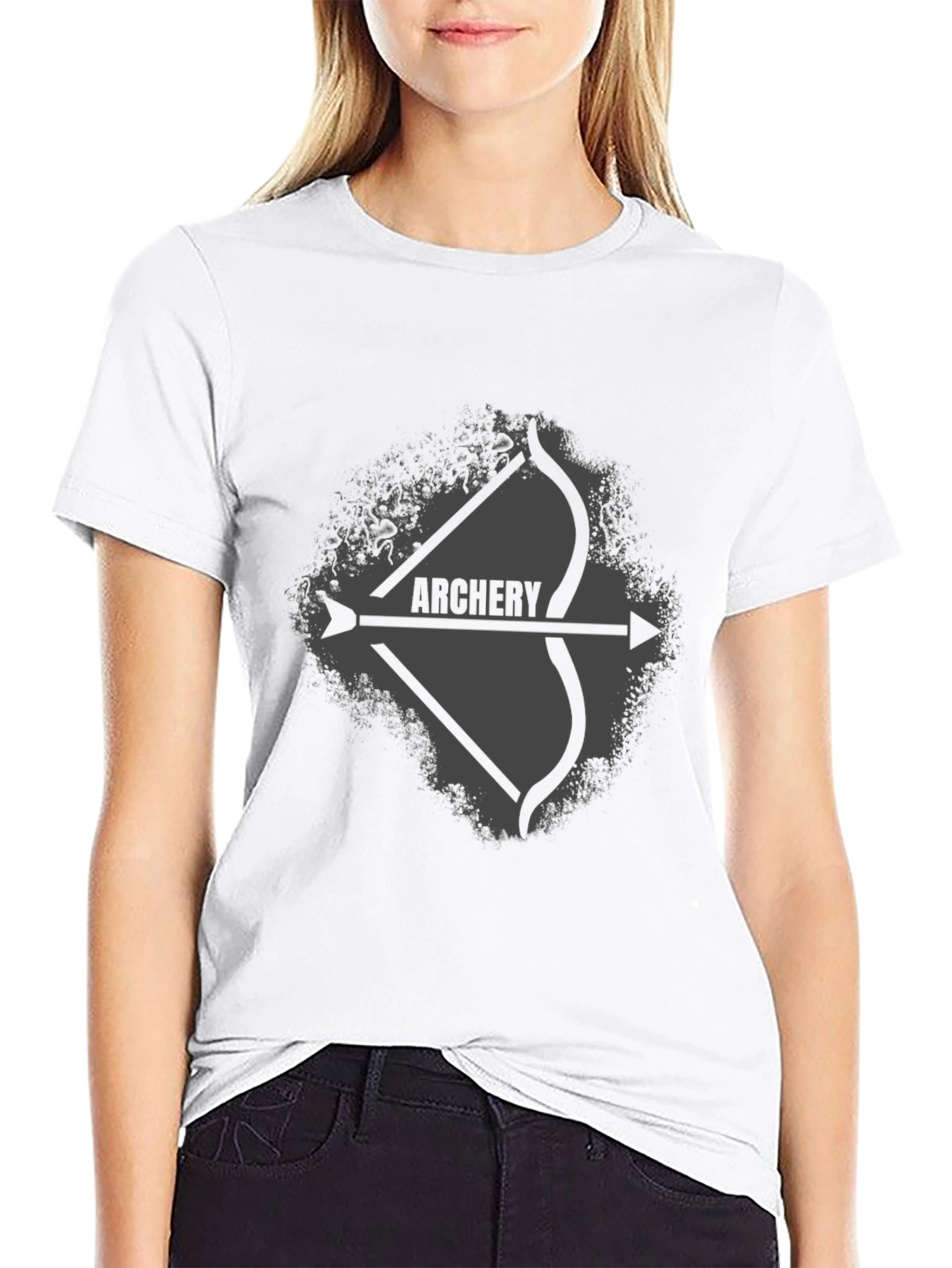 Archery Bow and Arrow Graphic Tee - Black