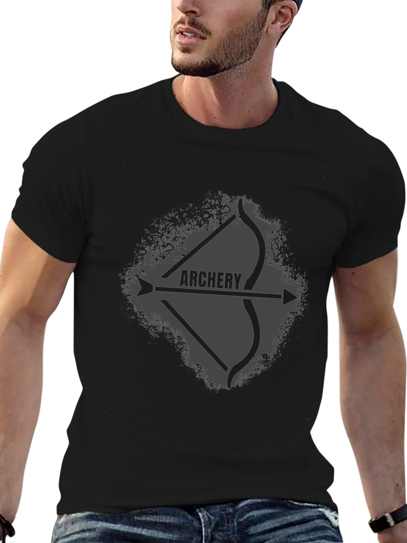 Archery Bow and Arrow Graphic Tee - Black