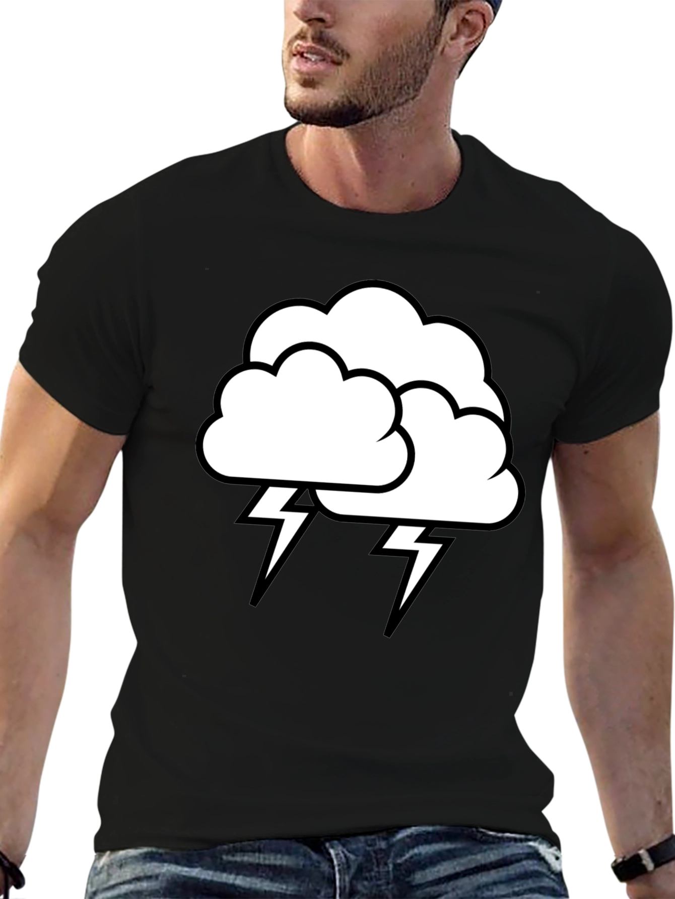 Storm Cloud Graphic T-Shirt - Black Cotton Tee