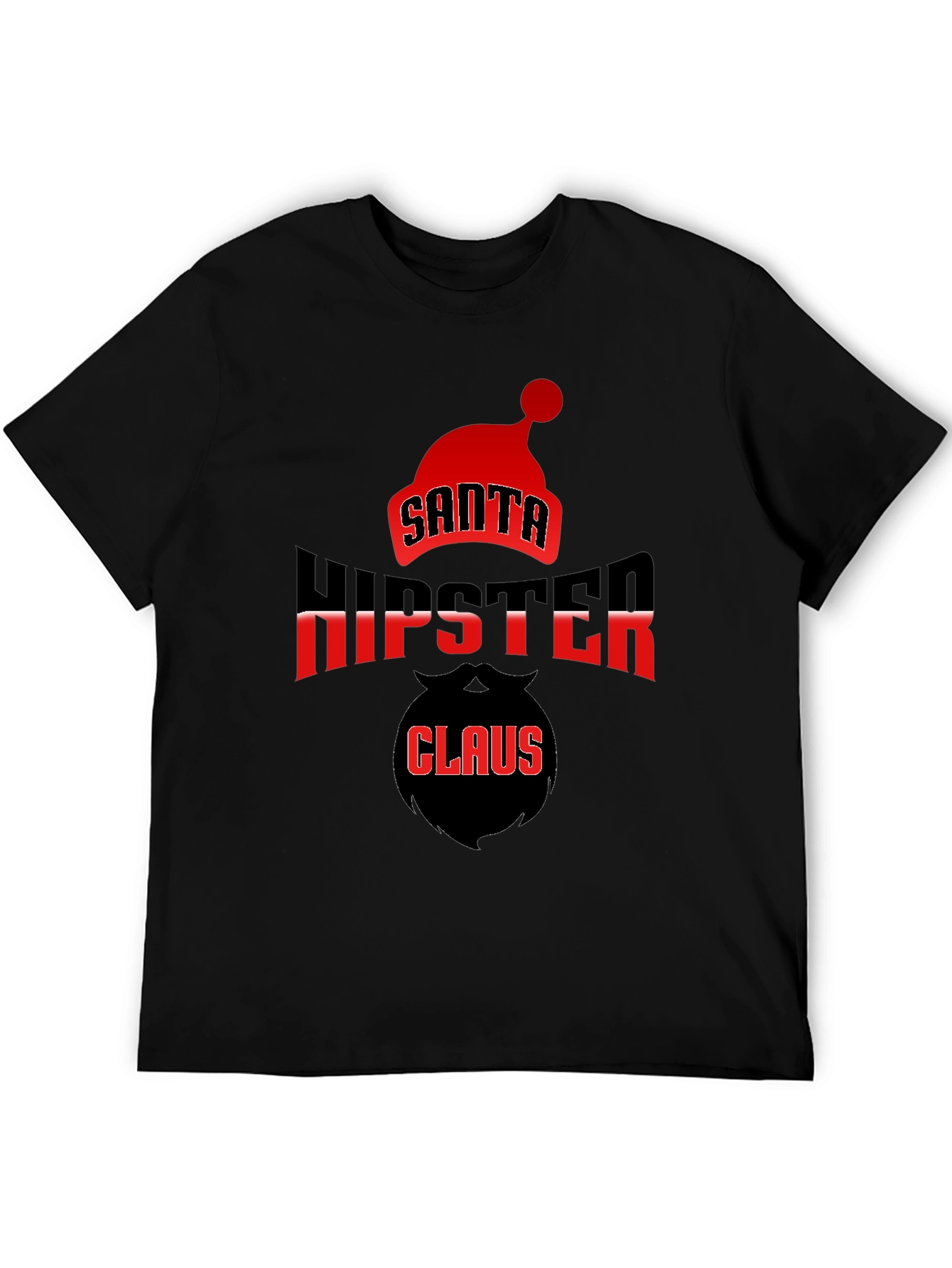 Santa Hipster Claus Black T-Shirt