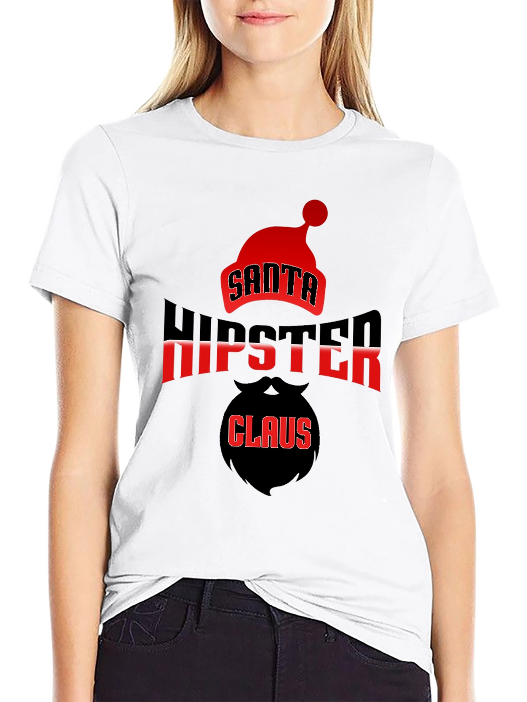 Santa Hipster Claus Black T-Shirt