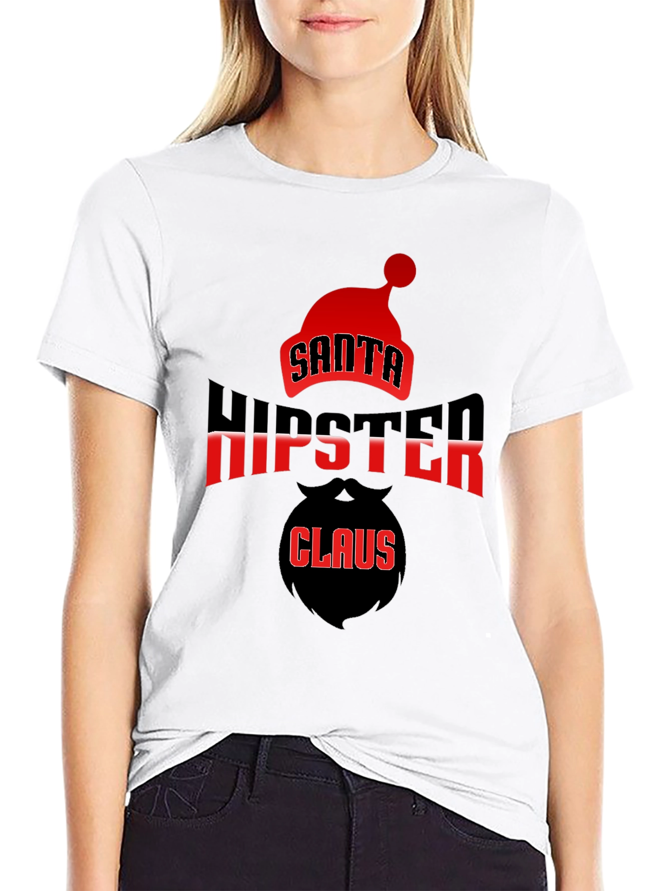 Santa Hipster Claus Black T-Shirt