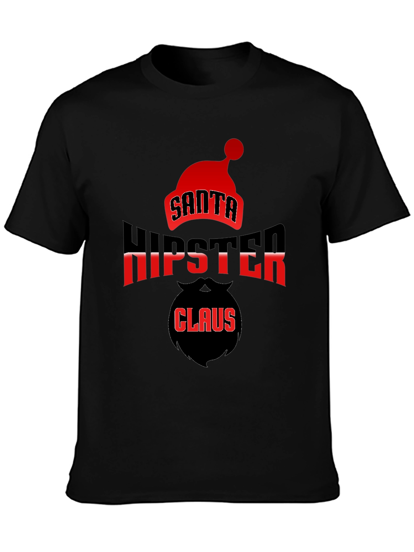 Santa Hipster Claus Black T-Shirt