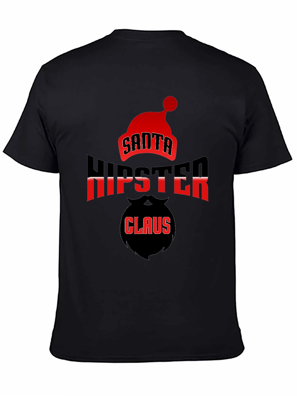 Santa Hipster Claus Black T-Shirt