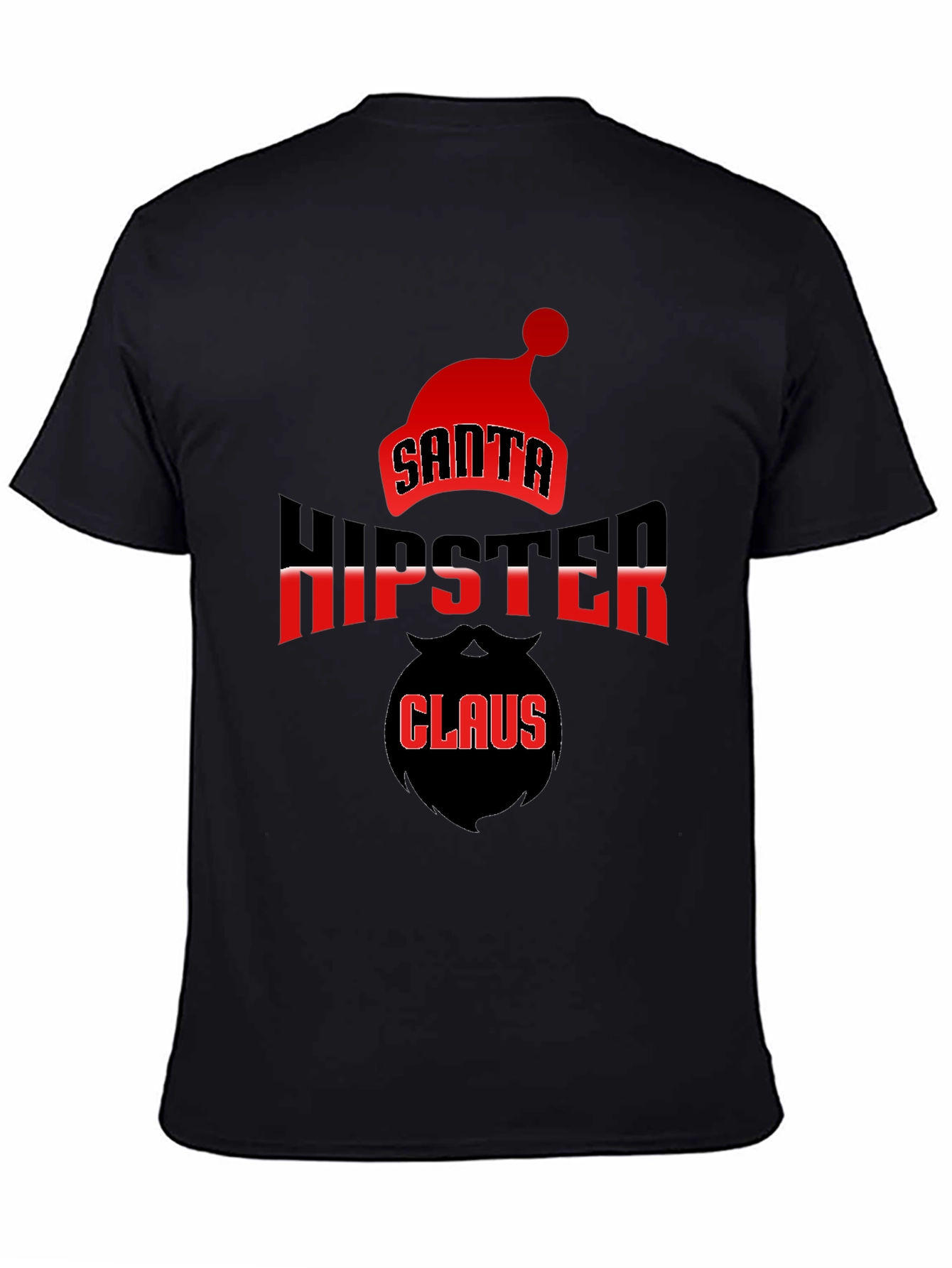 Santa Hipster Claus Black T-Shirt