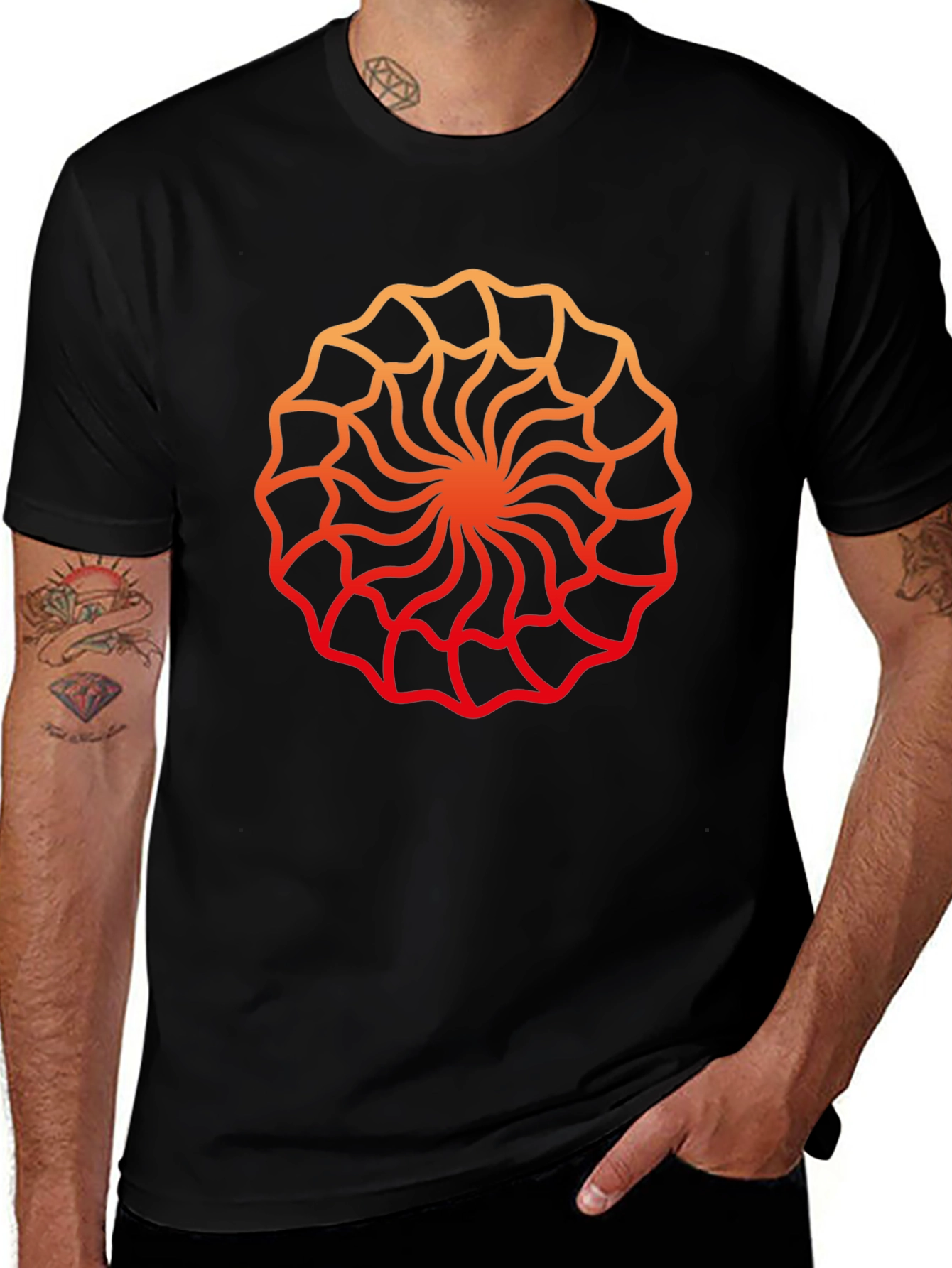 Geometric Swirl Graphic Tee - Modern Style