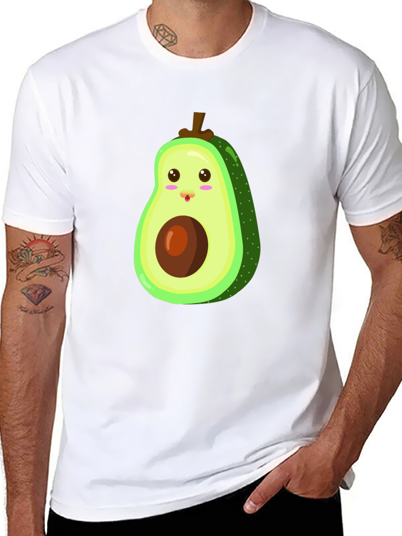 Cute Avocado Graphic Black T-Shirt
