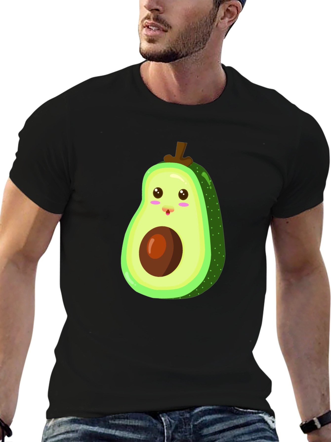 Cute Avocado Graphic Black T-Shirt