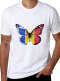 Butterfly Romania Flag Graphic T-Shirt