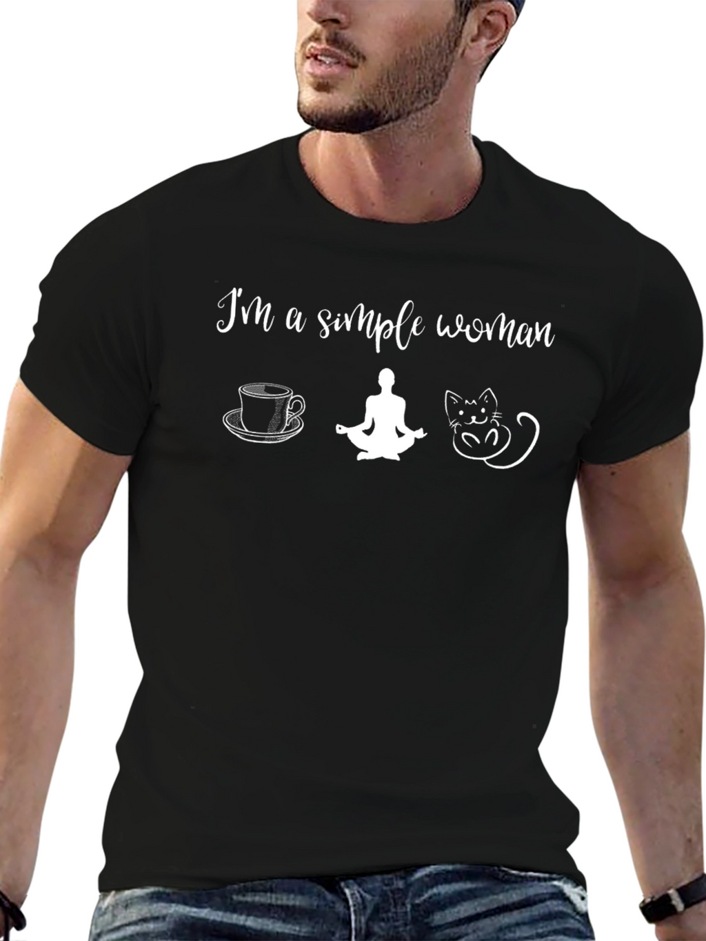 Simple Woman T-Shirt - Coffee Yoga Cat