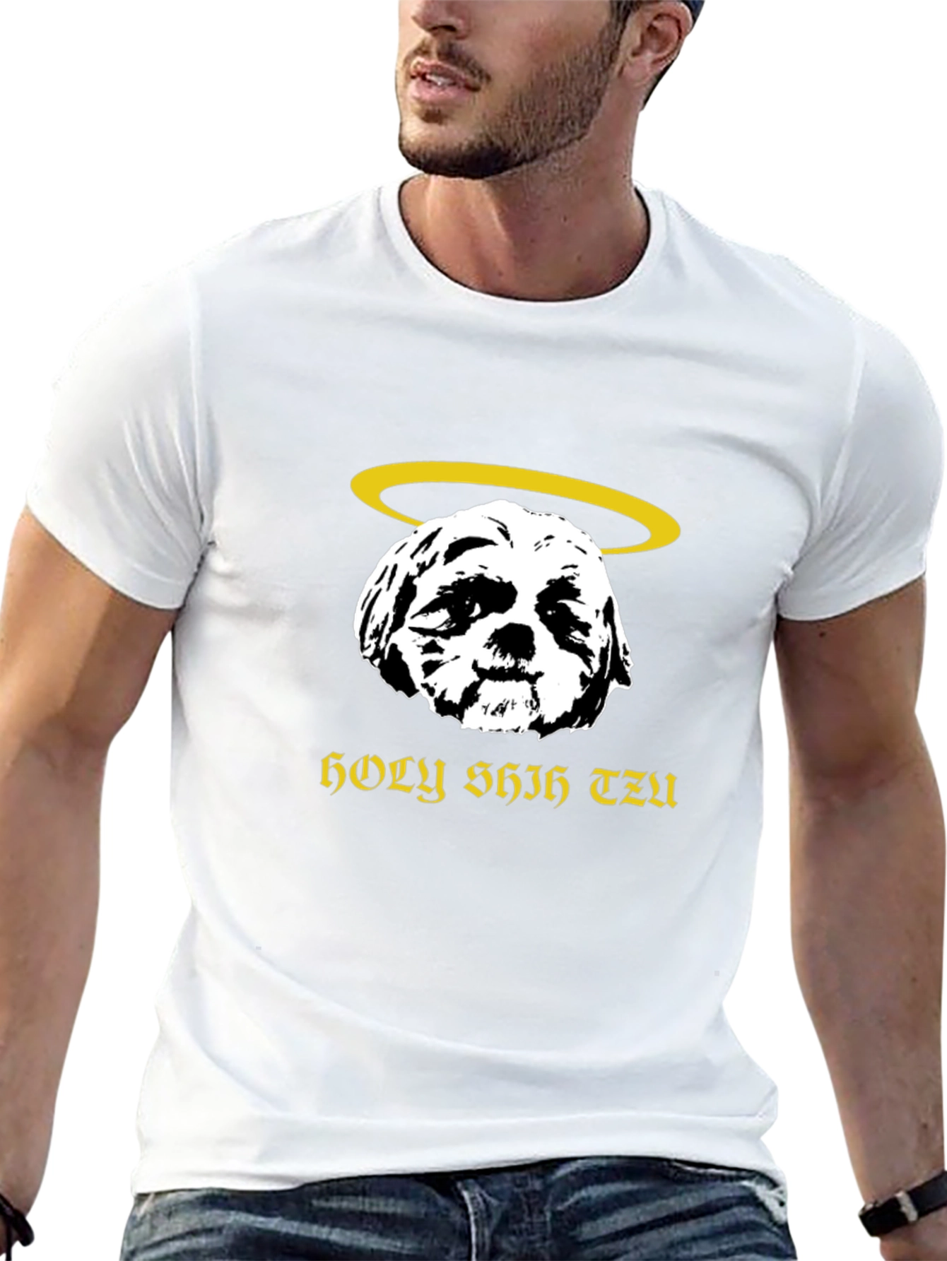 Holy Shih Tzu Black T-Shirt Funny Dog Lover Tee