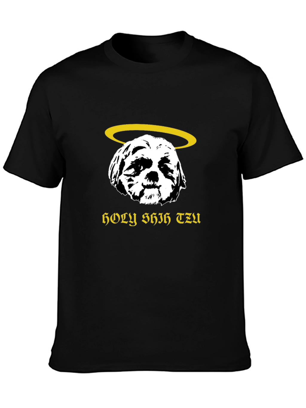Holy Shih Tzu Black T-Shirt Funny Dog Lover Tee