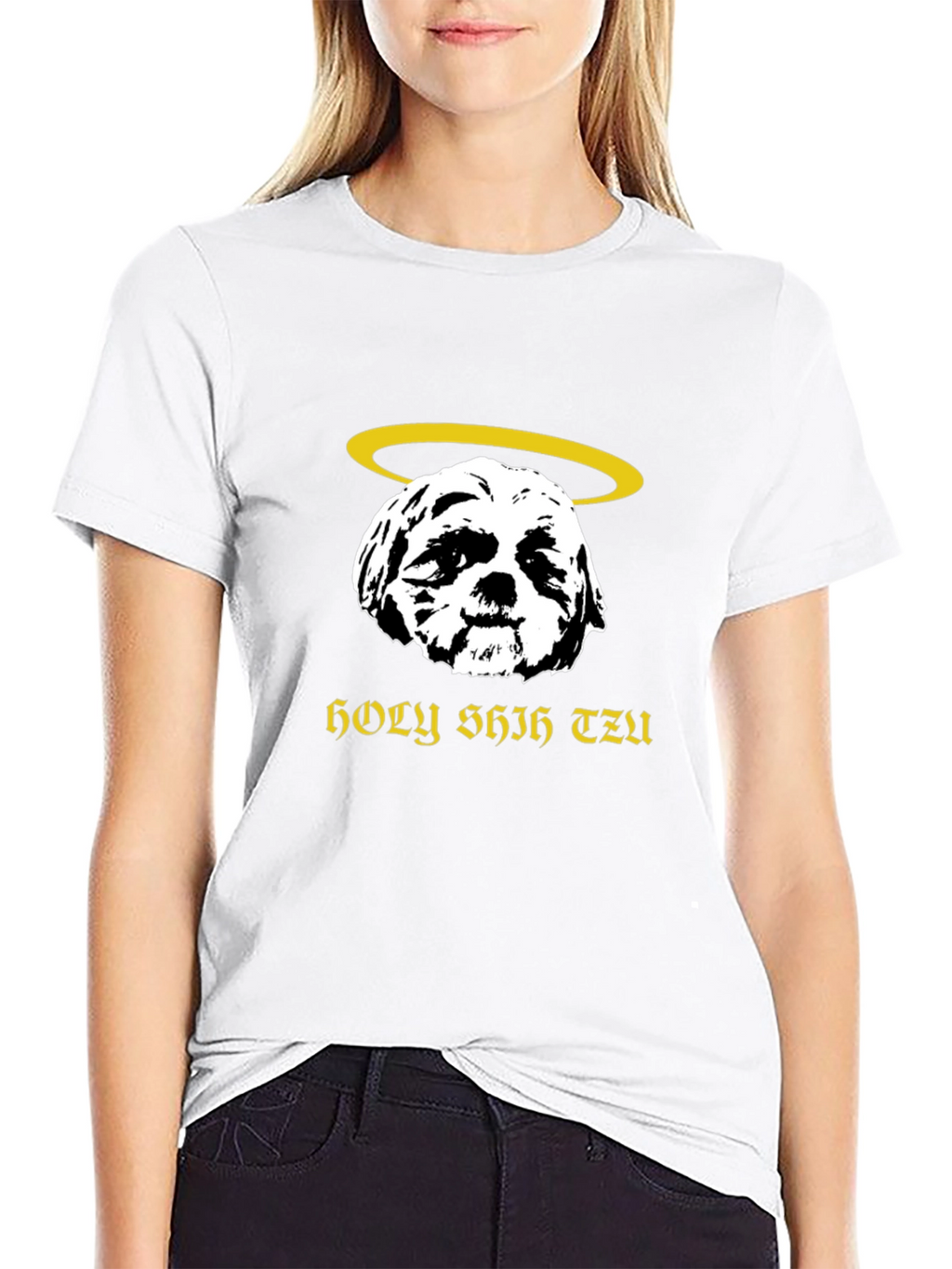 Holy Shih Tzu Black T-Shirt Funny Dog Lover Tee