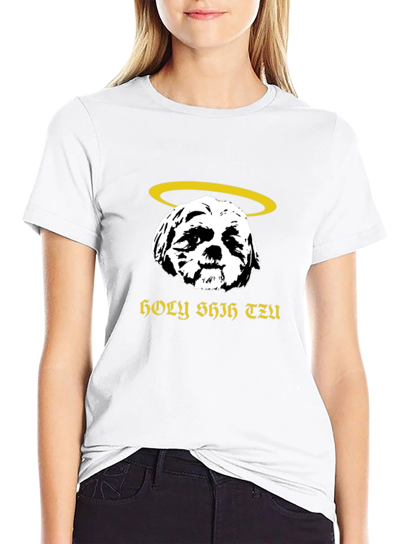 Holy Shih Tzu Black T-Shirt Funny Dog Lover Tee