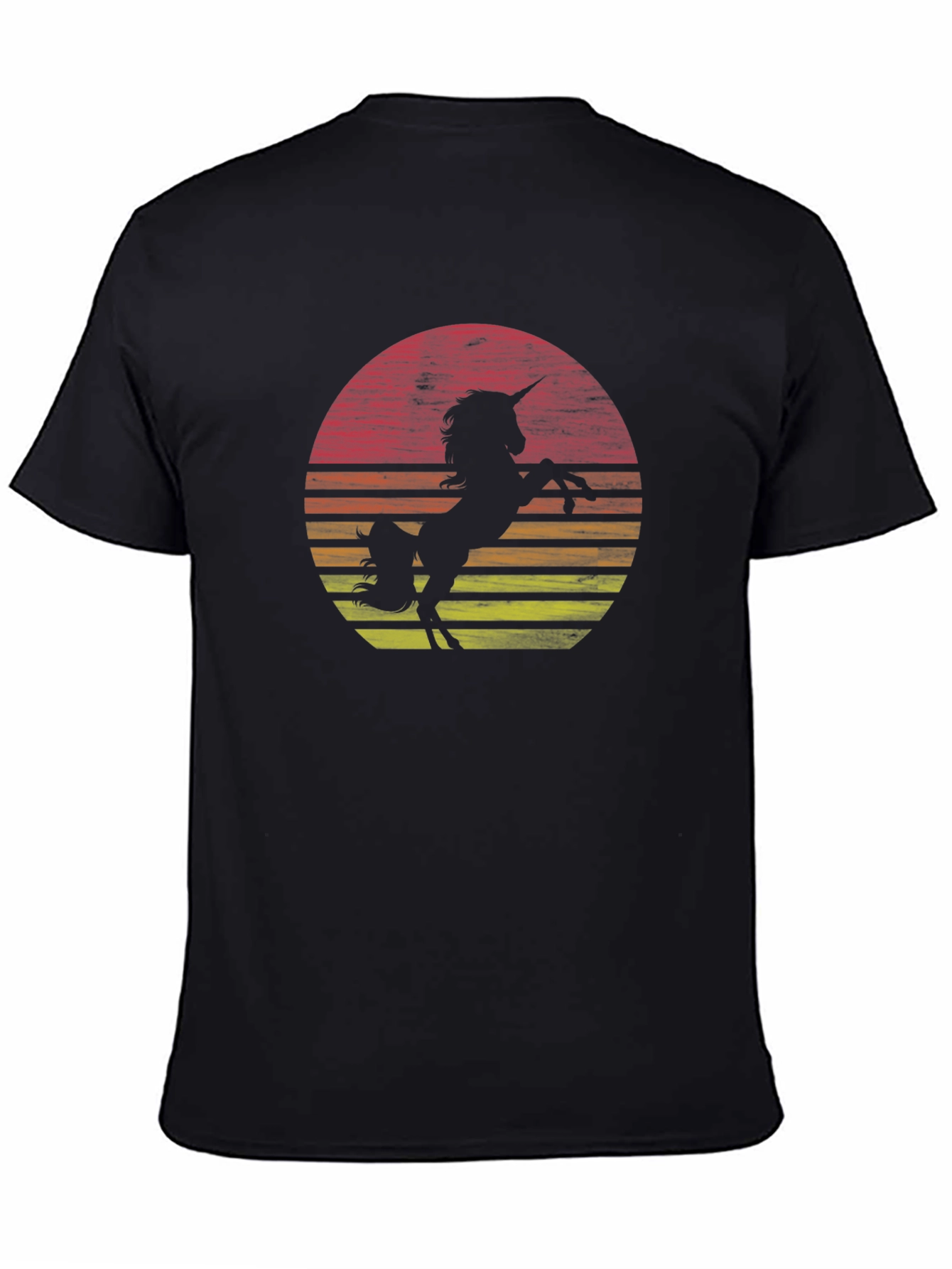 Unicorn Sunset Graphic Tee - Black Cotton Shirt