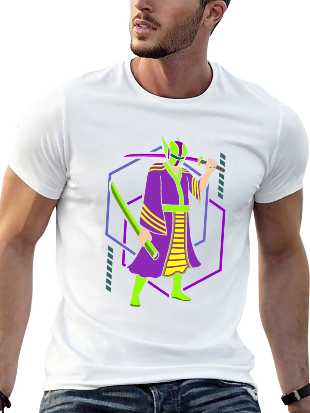 Neon Samurai Graphic Tee - Unique Design