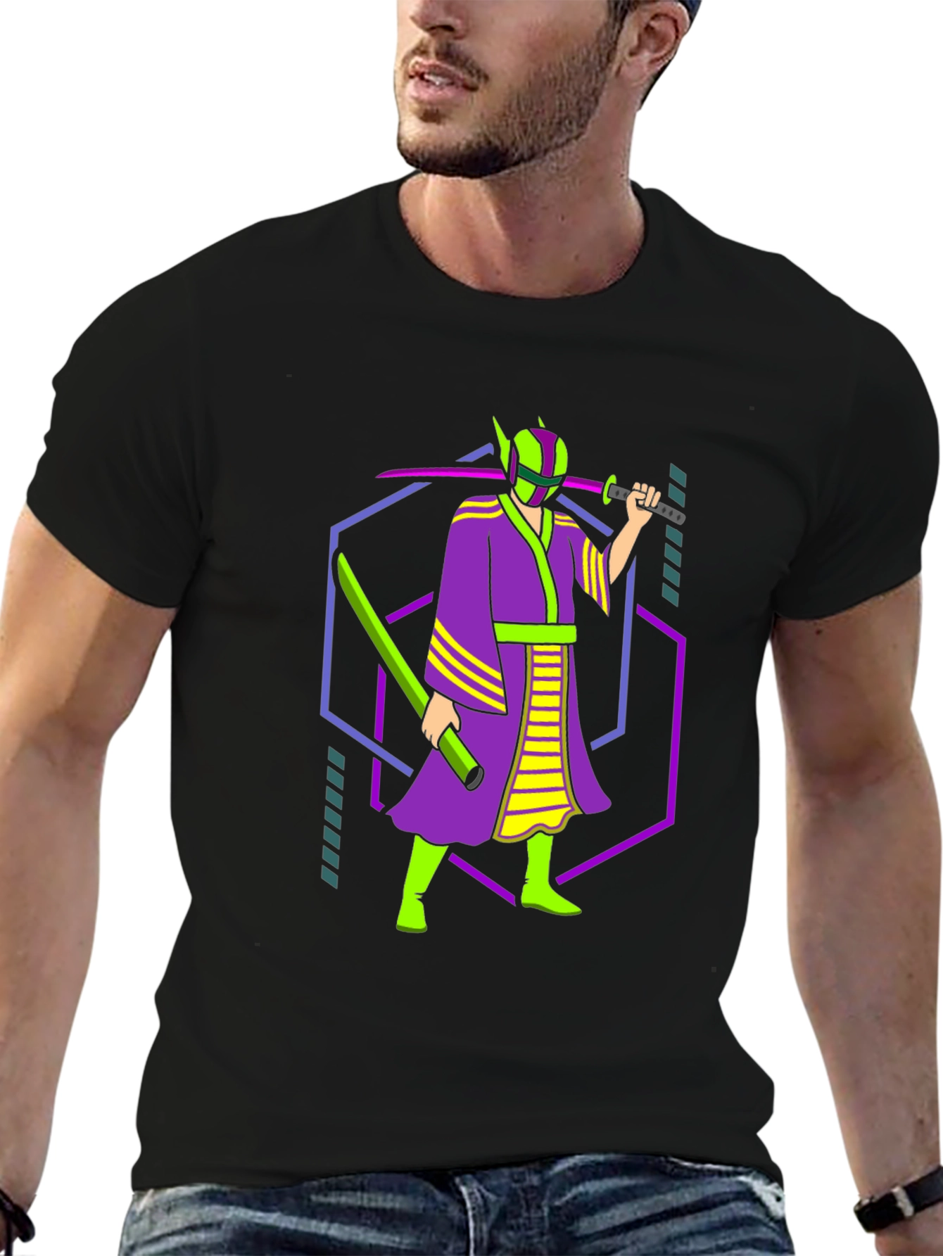 Neon Samurai Graphic Tee - Unique Design