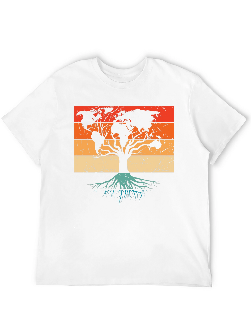 World Map Tree Black T-Shirt