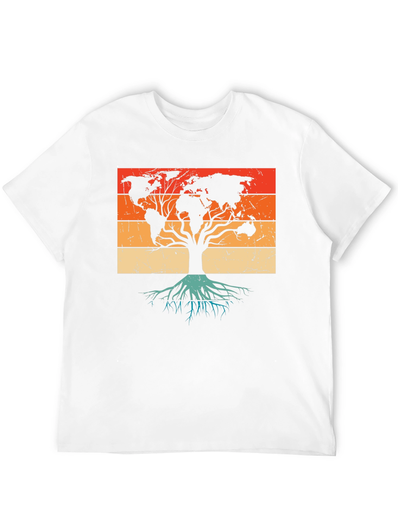 World Map Tree Black T-Shirt