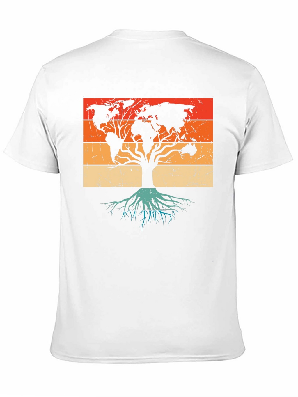 World Map Tree Black T-Shirt