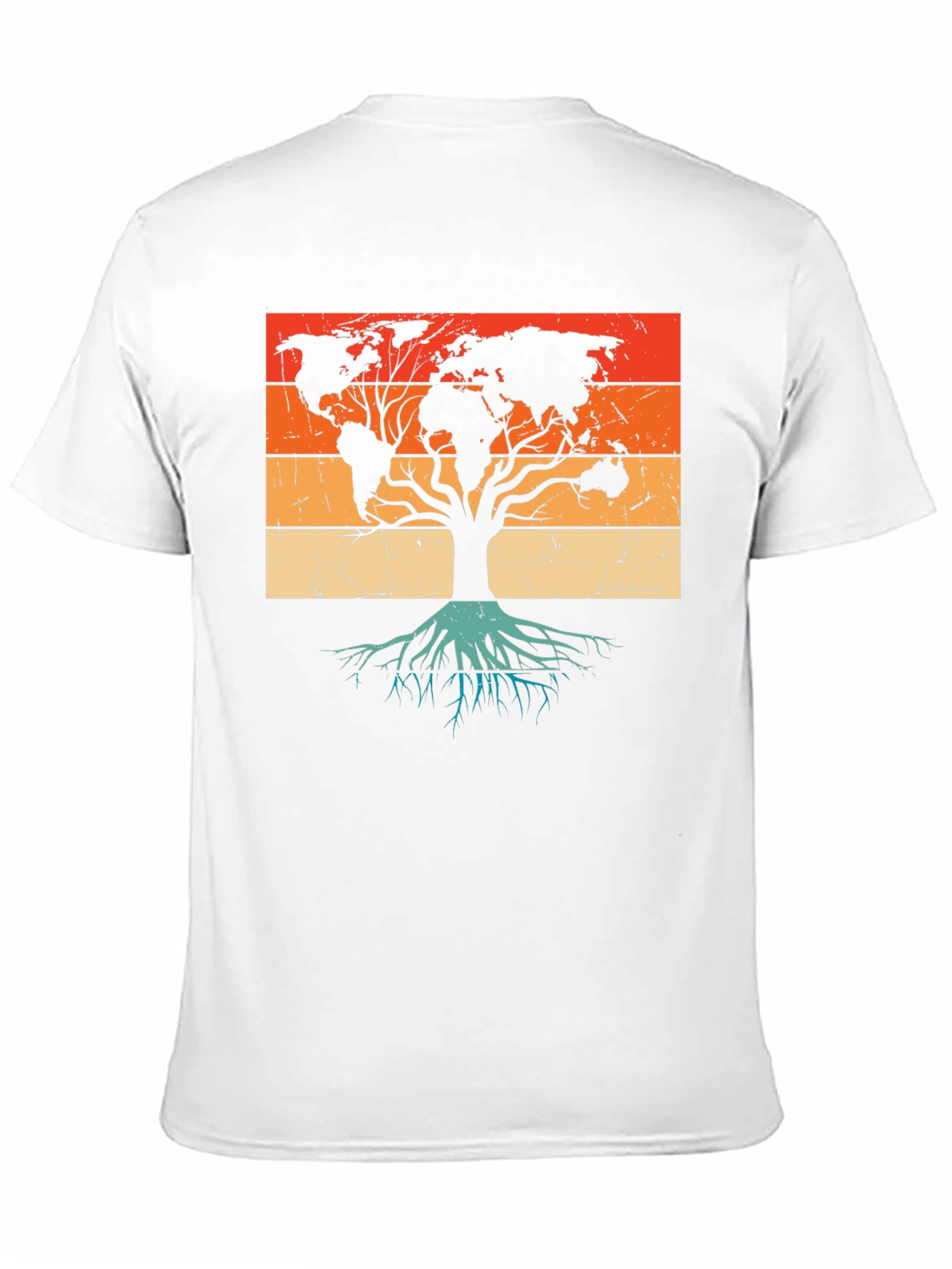 World Map Tree Black T-Shirt