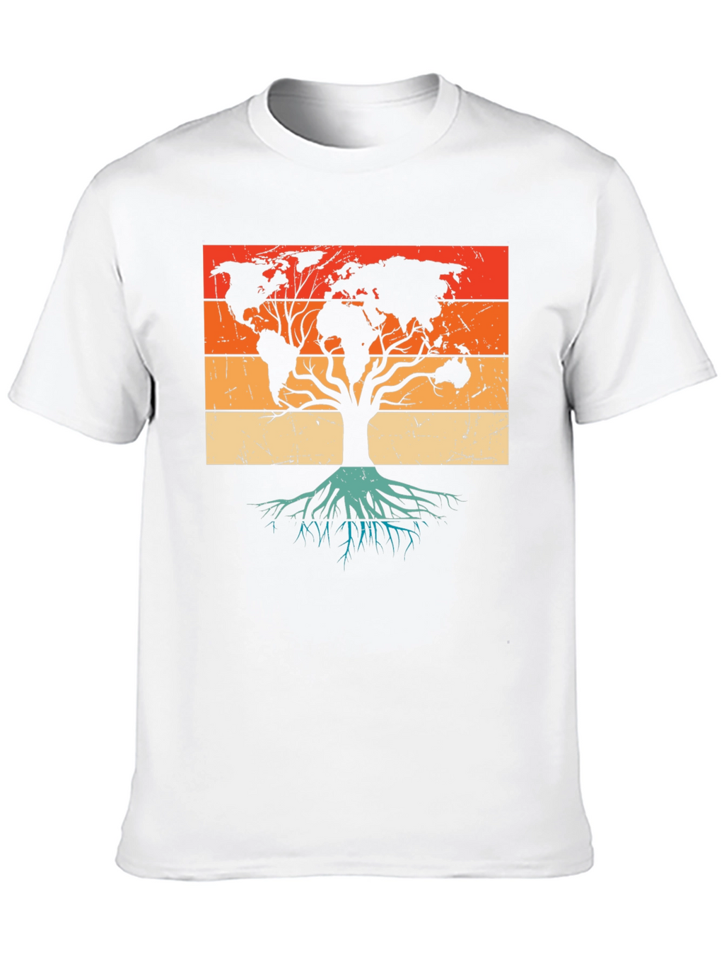 World Map Tree Black T-Shirt