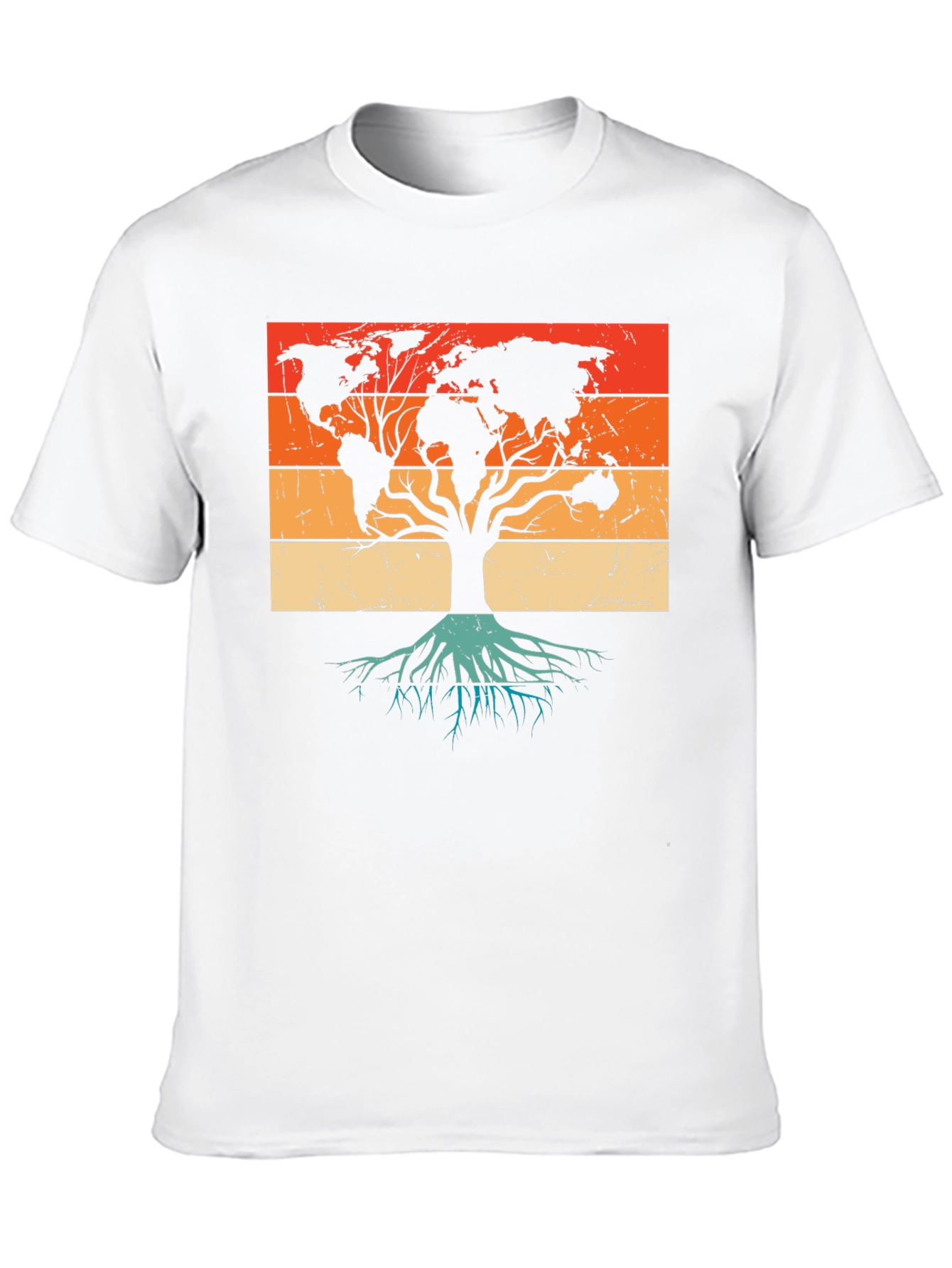 World Map Tree Black T-Shirt
