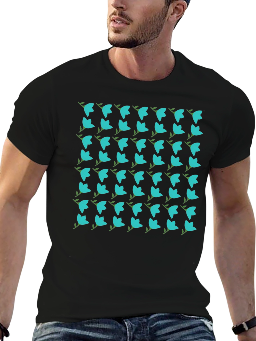 Floral Pattern Black T-Shirt - Trendy Casual Wear