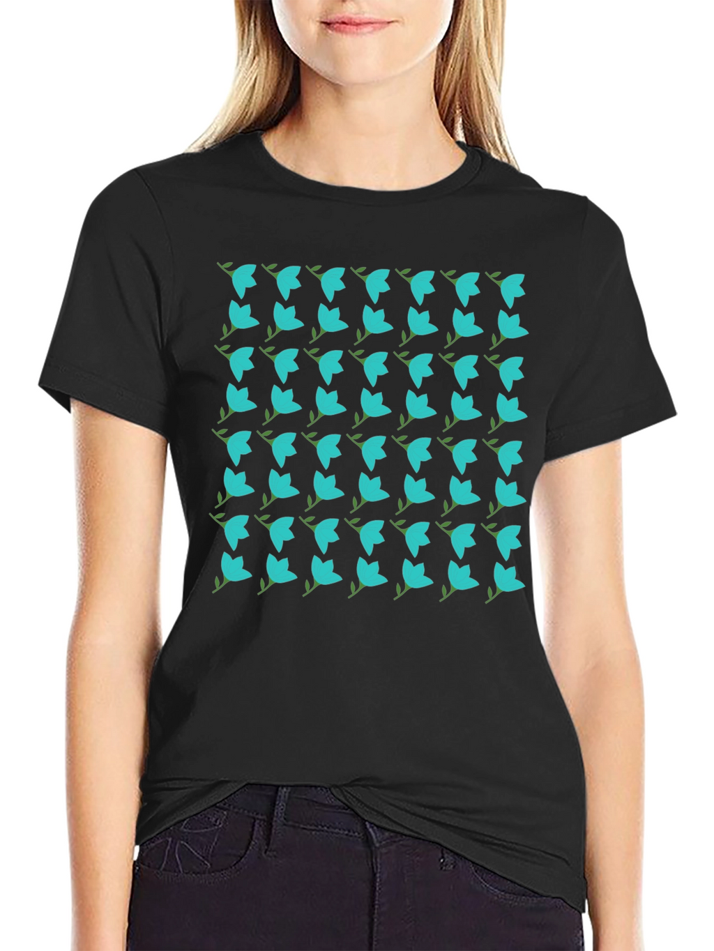 Floral Pattern Black T-Shirt - Trendy Casual Wear