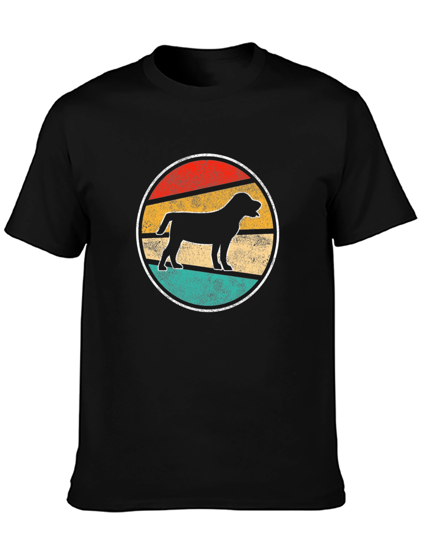 Retro Dog Graphic Tee - Vintage Style Black T-Shirt