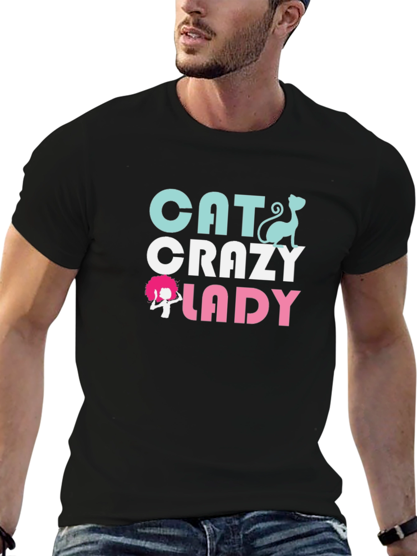 Cat Crazy Lady Graphic T-Shirt