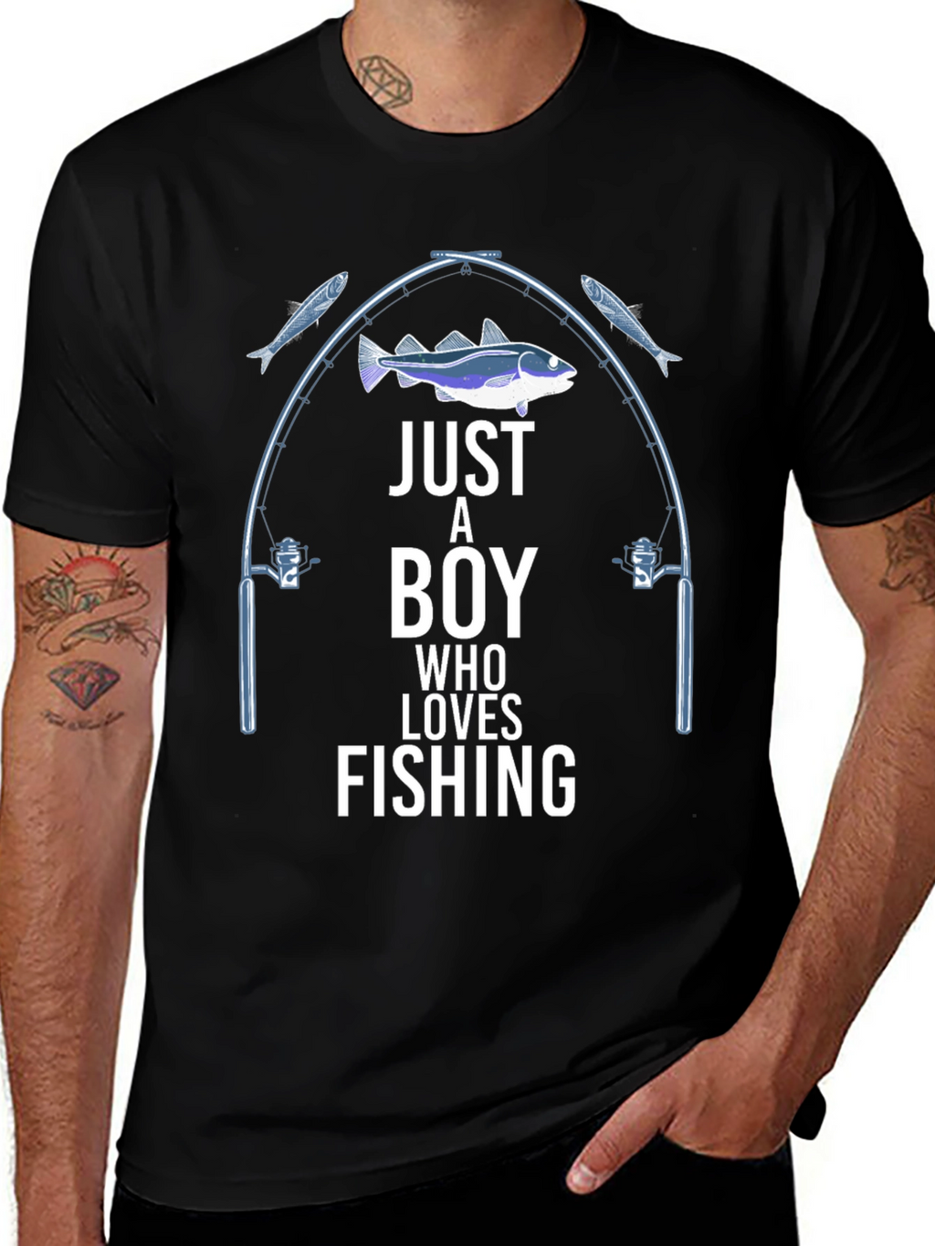Boy Who Loves Fishing Graphic T-Shirt