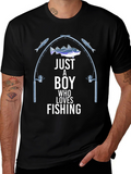 Boy Who Loves Fishing Graphic T-Shirt