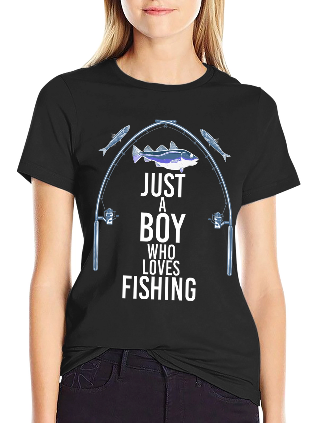 Boy Who Loves Fishing Graphic T-Shirt