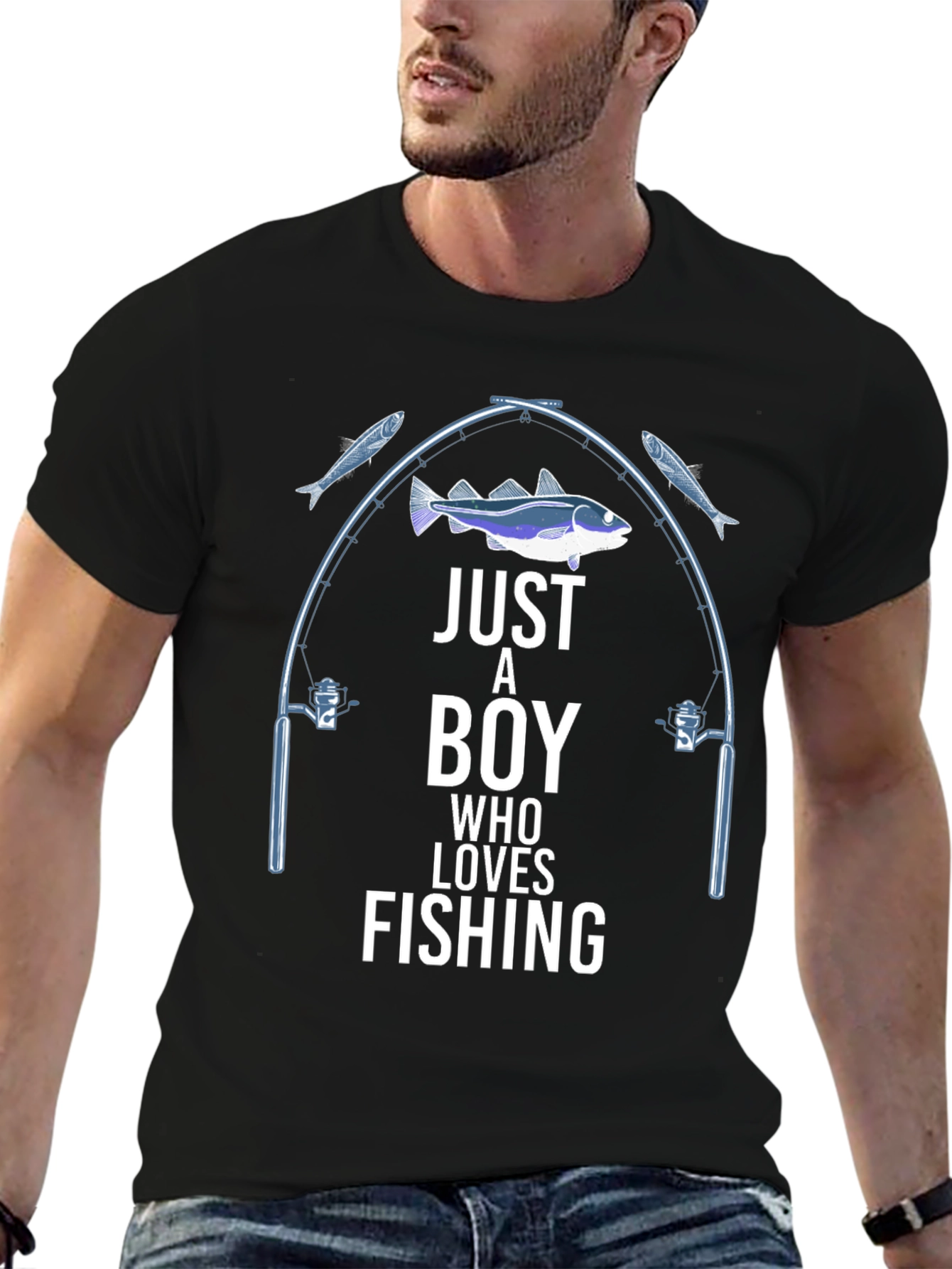 Boy Who Loves Fishing Graphic T-Shirt